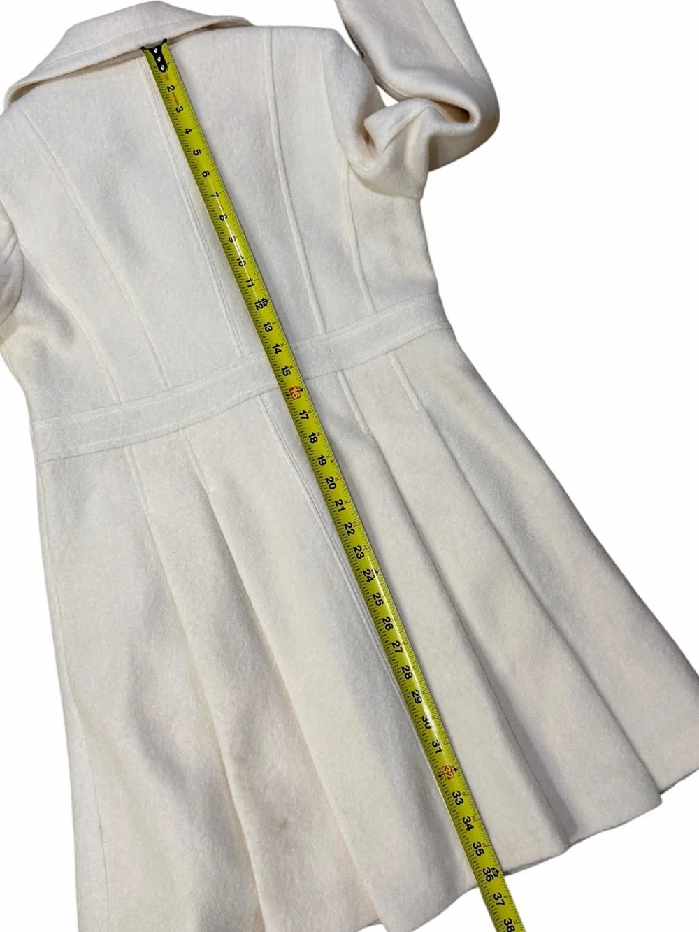 GUESS White Double-Breasted Wool-Blend Fit &  Peacoat Trench Jacket Large NWT
